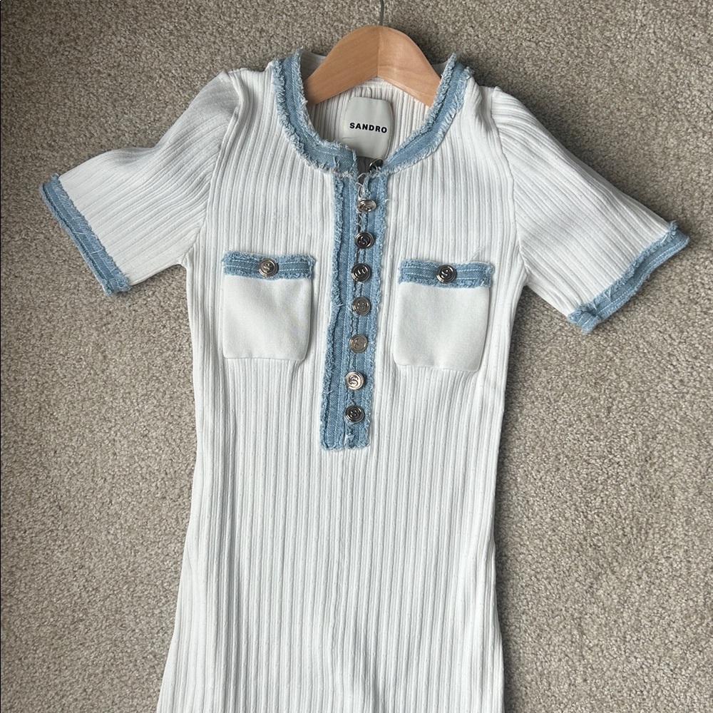 Sandro Alecia denim trim maxi dress - Picture 7 of 13